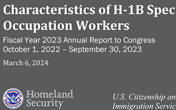 「美国移民」美国移民局2023财年H1B中国申请人获签率仅11.7%